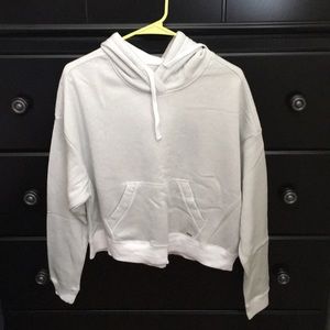 Oversized White Cropped Hoodie